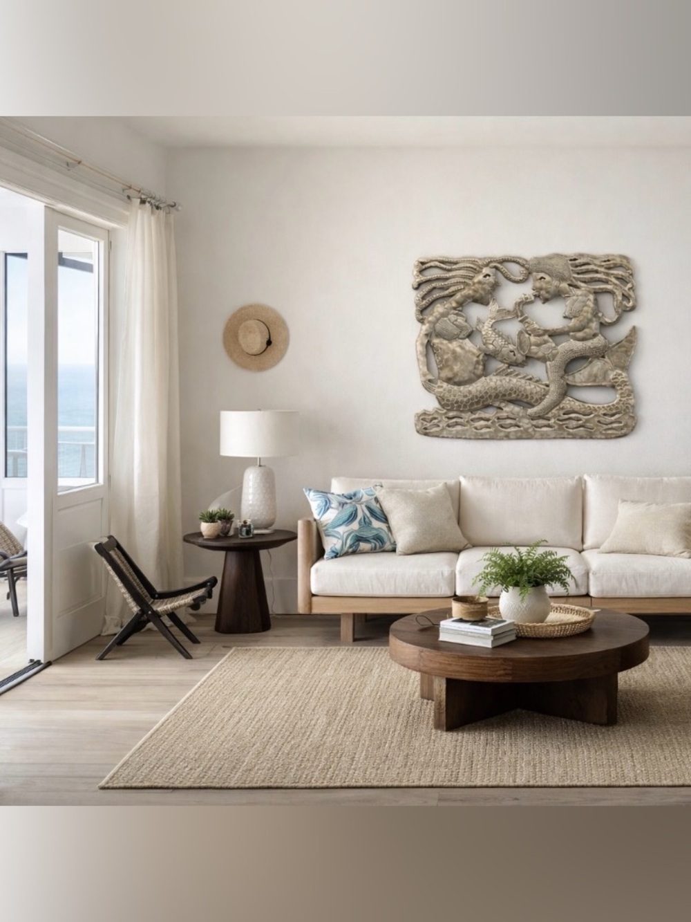 Haitian Handcrafted Steel Drum underwater scene women Mermaid Wall Art